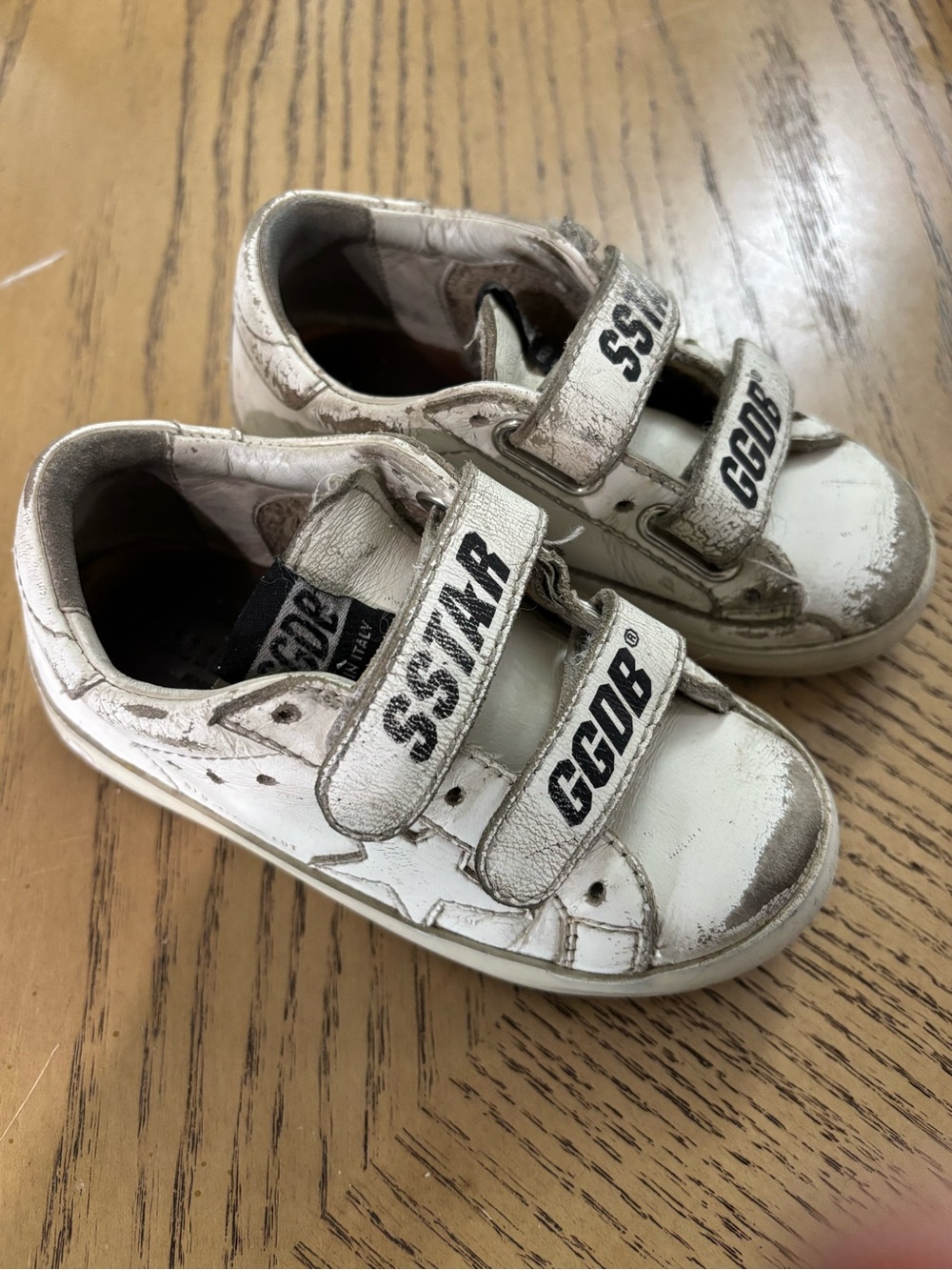 Golden Goose Kids White Velcro Star Sneakers